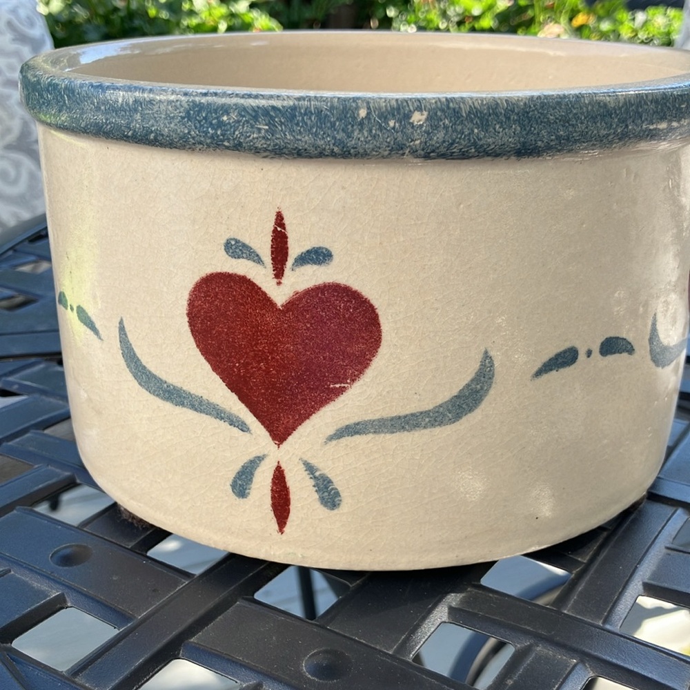 Vintage 2 Quart BOWL Crock Jar  8” x 5” RRP ROSEVILLE Beautiful!